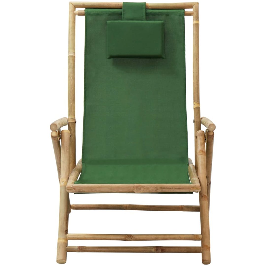 Reclinerstol grön bambu och tyg vidaXL – bild 2