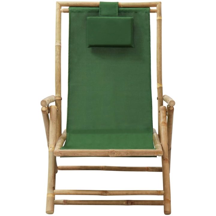 Reclinerstol grön bambu och tyg vidaXL – bild 2