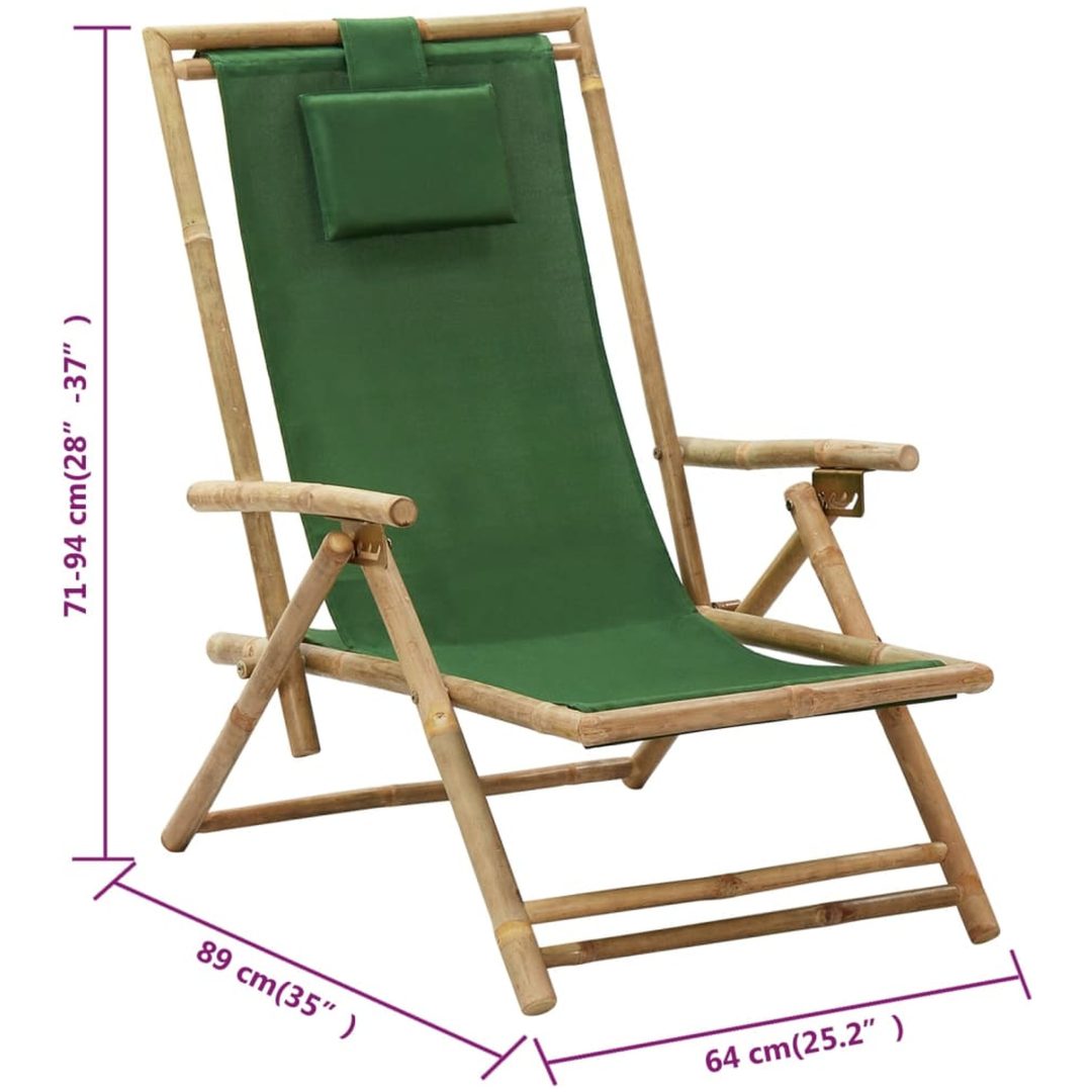 Reclinerstol grön bambu och tyg vidaXL – bild 8