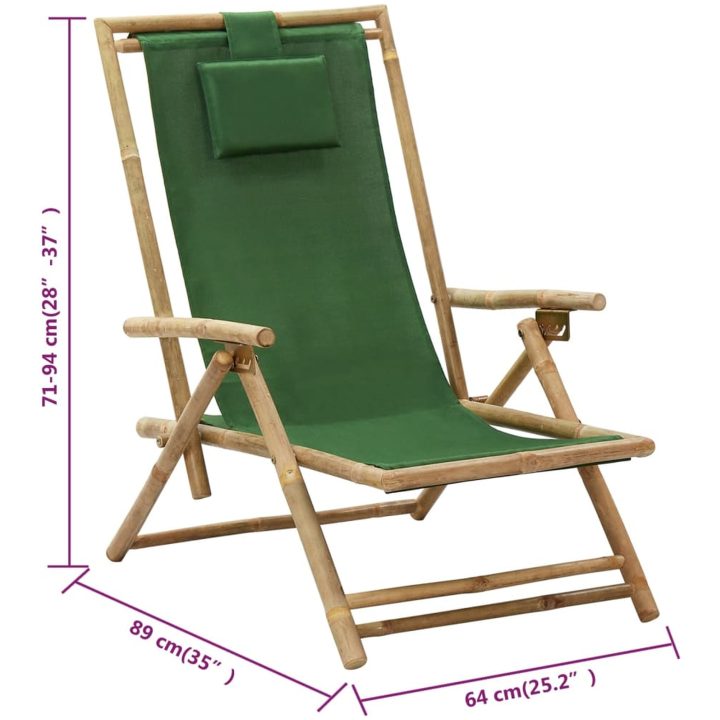 Reclinerstol grön bambu och tyg vidaXL – bild 8