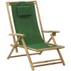 Reclinerstol grön bambu och tyg vidaXL – miniatyr 1