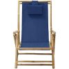 Reclinerstol marinblå bambu och tyg vidaXL – miniatyr 2