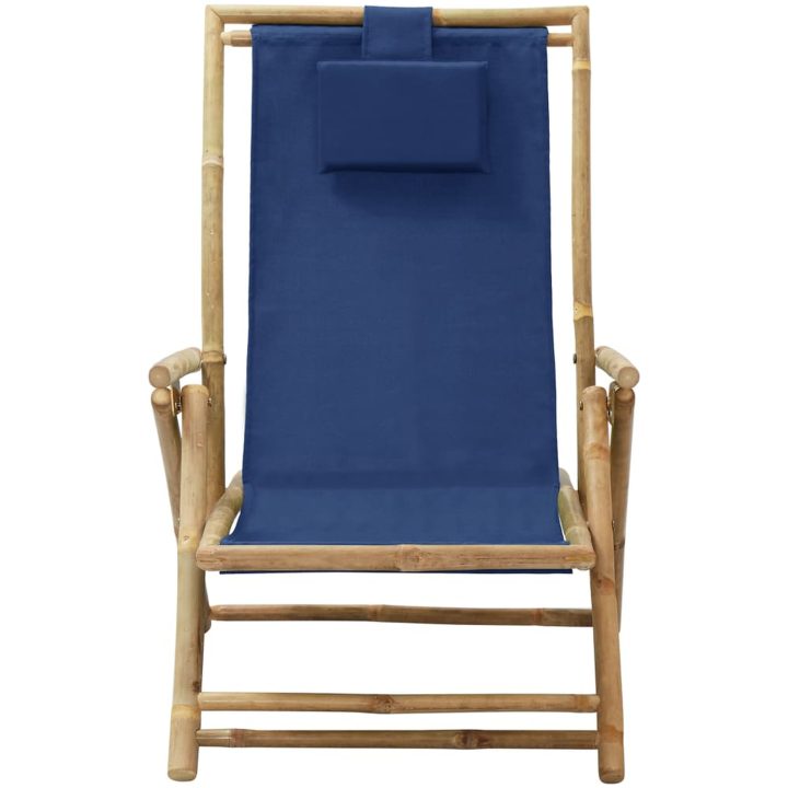 Reclinerstol marinblå bambu och tyg vidaXL – bild 2