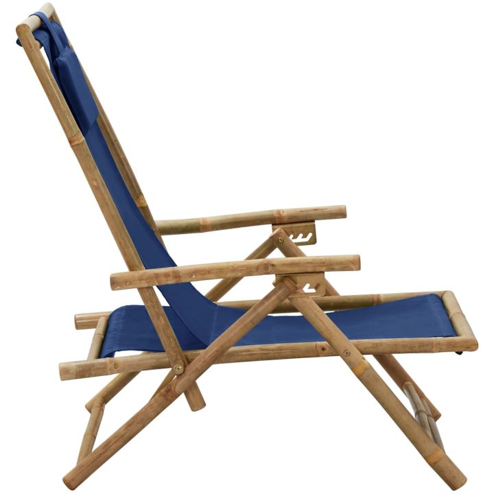 Reclinerstol marinblå bambu och tyg vidaXL – bild 3