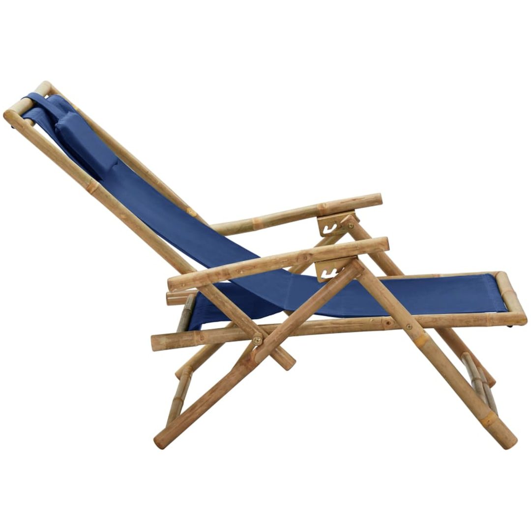 Reclinerstol marinblå bambu och tyg vidaXL – bild 4