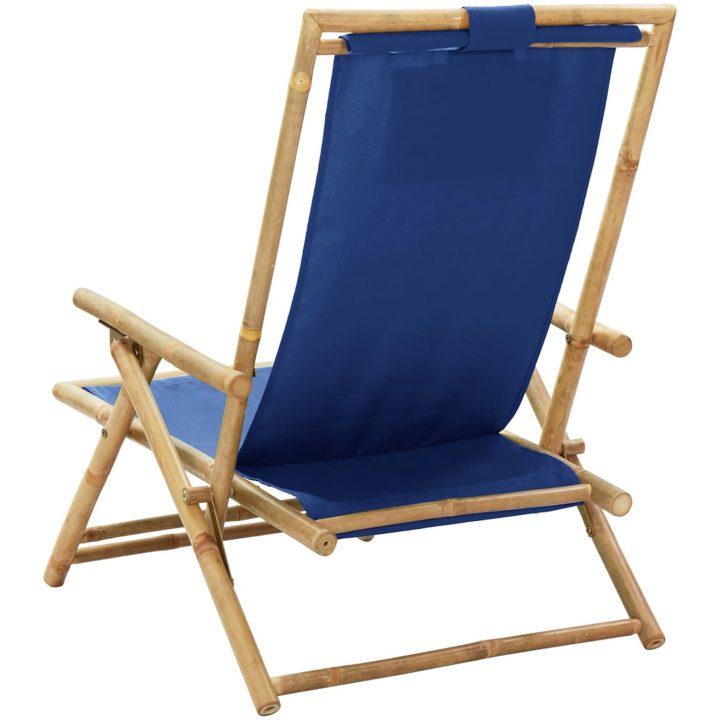 Reclinerstol marinblå bambu och tyg vidaXL – bild 5