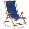Reclinerstol marinblå bambu och tyg vidaXL – miniatyr 8