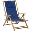 Reclinerstol marinblå bambu och tyg vidaXL – miniatyr 1