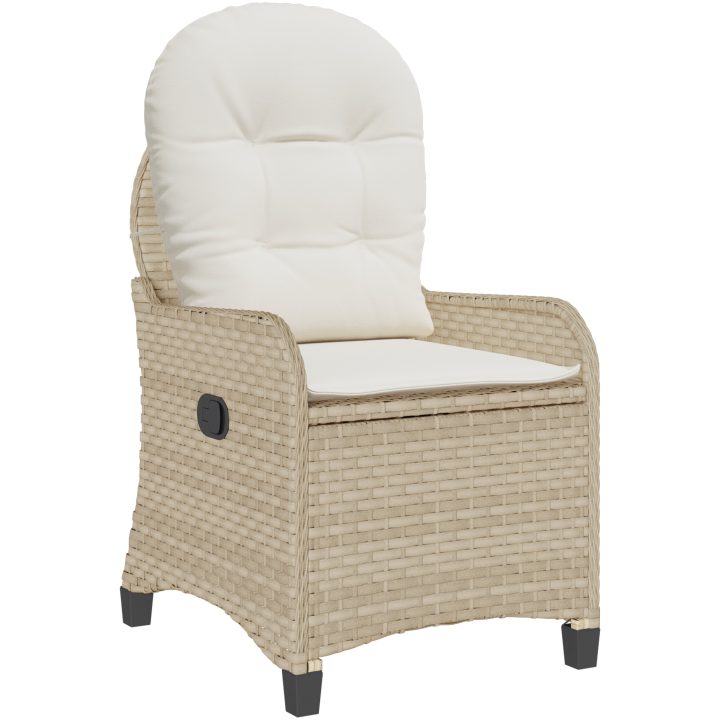 Reclinerstol med Kudde Beige Poly Rattan vidaXL 56 x 66 x 95 cm – bild 2