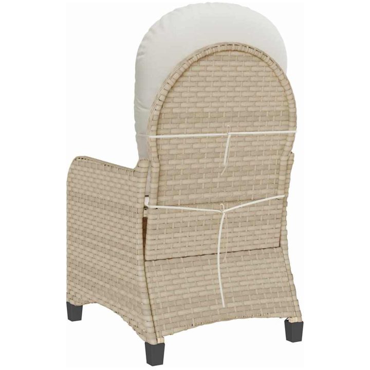 Reclinerstol med Kudde Beige Poly Rattan vidaXL 56 x 66 x 95 cm – bild 7
