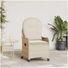Reclinerstol med Kudde Beige Poly Rattan vidaXL 56 x 66 x 95 cm – miniatyr 1