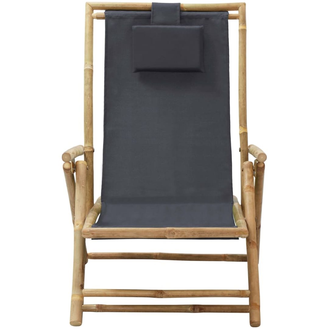 Reclinerstol mörkgrå bambu och tyg vidaXL – bild 2