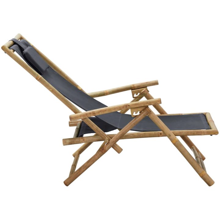 Reclinerstol mörkgrå bambu och tyg vidaXL – bild 4