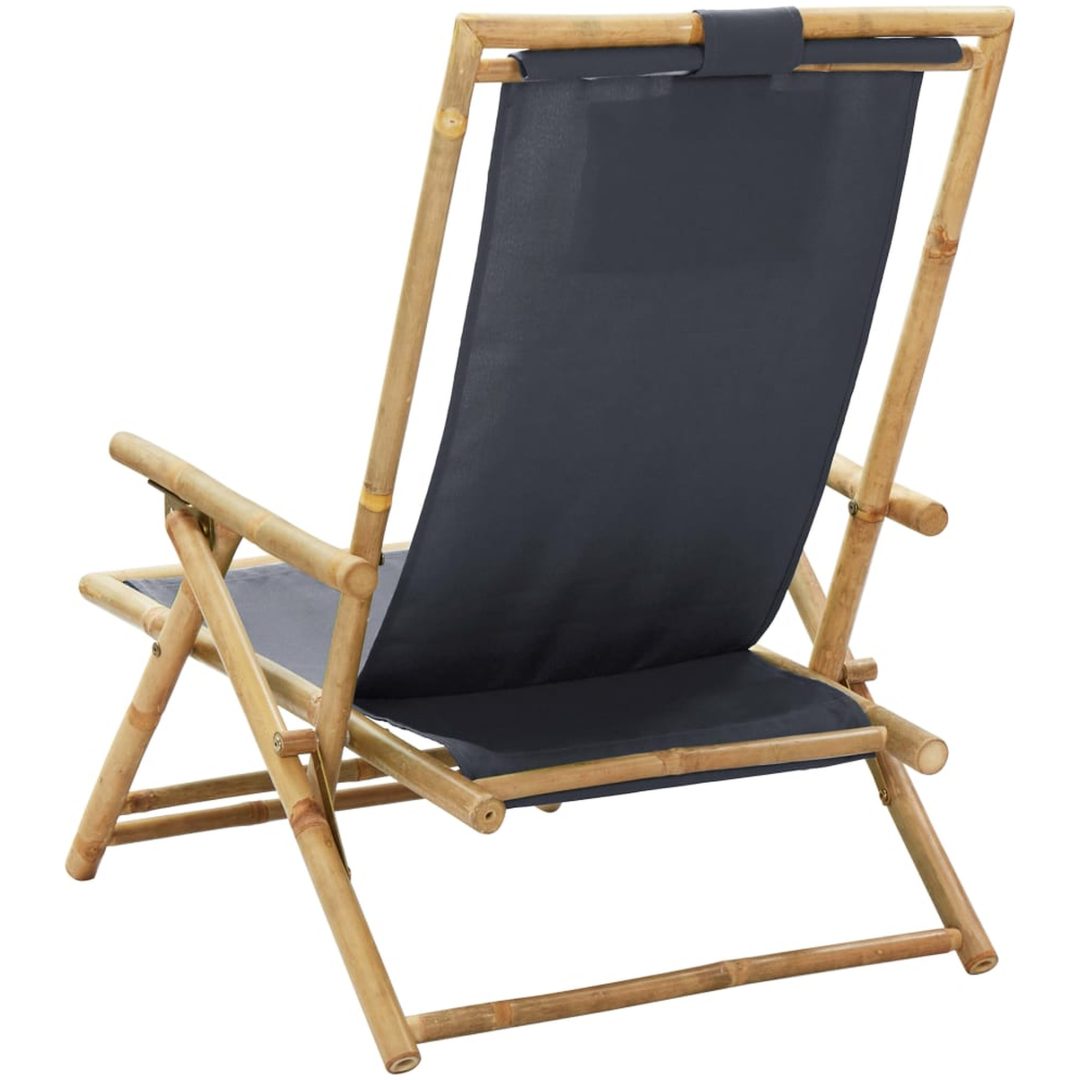 Reclinerstol mörkgrå bambu och tyg vidaXL – bild 5