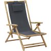 Reclinerstol mörkgrå bambu och tyg vidaXL – miniatyr 1