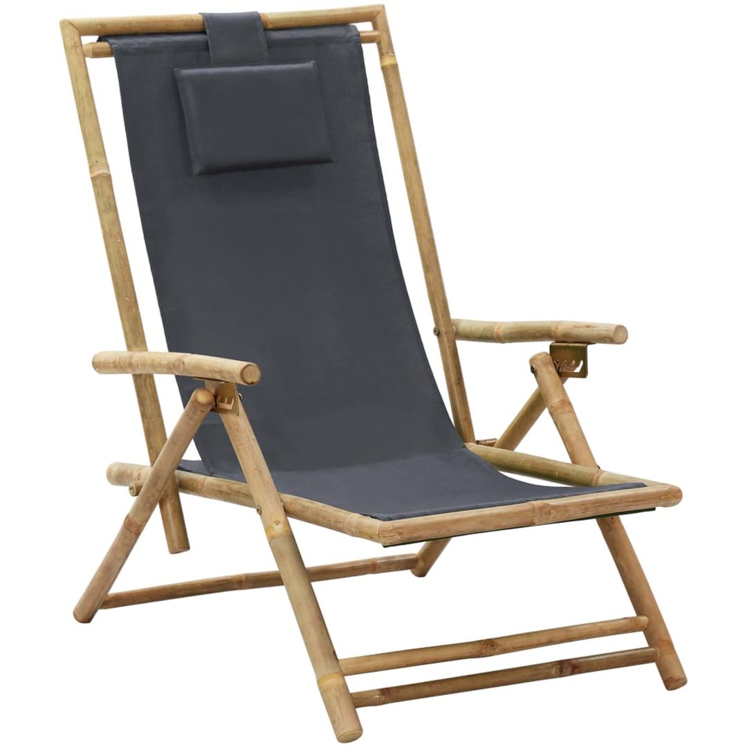 Reclinerstol mörkgrå bambu och tyg vidaXL