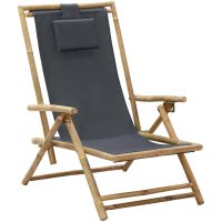 Reclinerstol mörkgrå bambu och tyg vidaXL