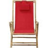 Reclinerstol röd bambu och tyg vidaXL – miniatyr 2