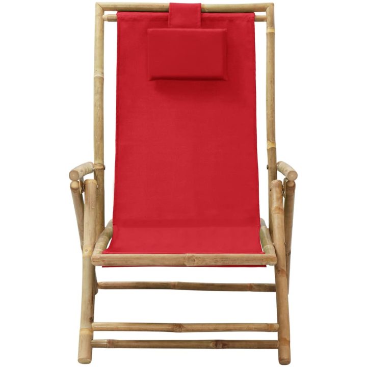 Reclinerstol röd bambu och tyg vidaXL – bild 2