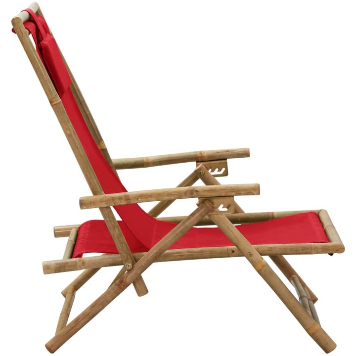 Reclinerstol röd bambu och tyg vidaXL – bild 3