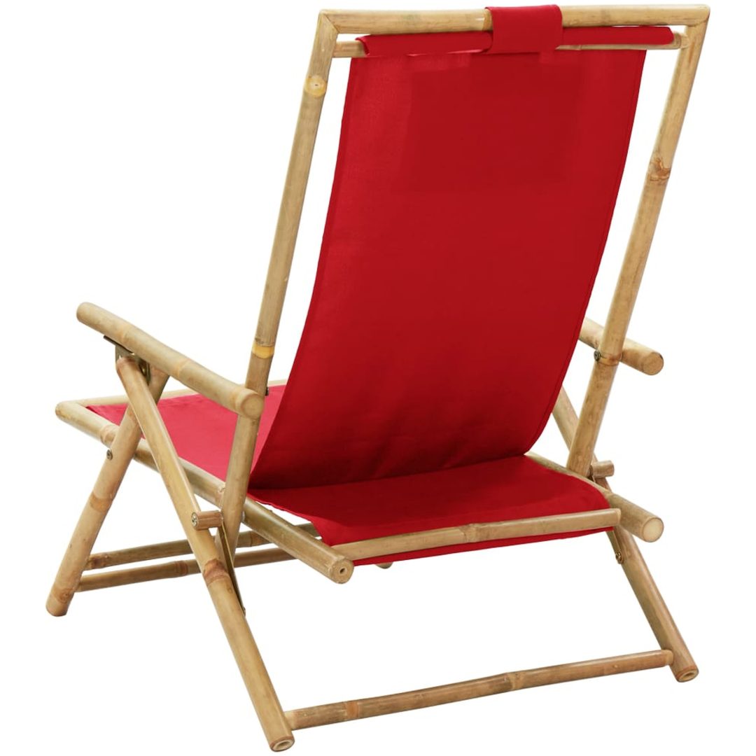 Reclinerstol röd bambu och tyg vidaXL – bild 5