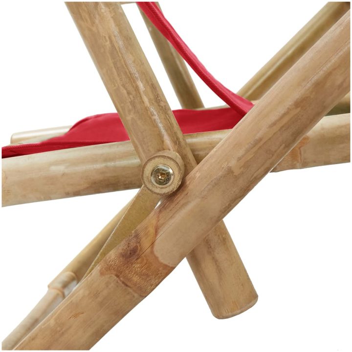 Reclinerstol röd bambu och tyg vidaXL – bild 6
