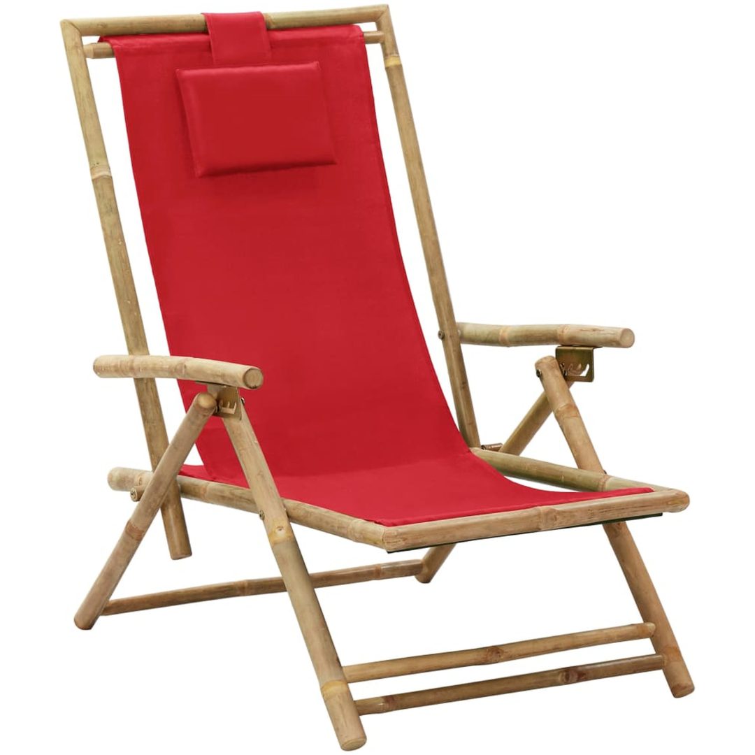 Reclinerstol röd bambu och tyg vidaXL