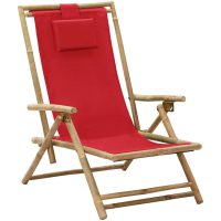 Reclinerstol röd bambu och tyg vidaXL
