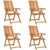 Reclining Garden Chairs 4 pcs Massivt Akaciaträ vidaXL Medium – miniatyr 2