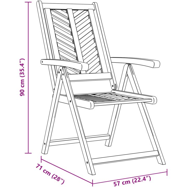 Reclining Garden Chairs 4 pcs Massivt Akaciaträ vidaXL Medium – bild 11