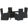 Reclining Trädgårdsstolar 5 pcs Svart vidaXL 140 x 70 x 73 cm – miniatyr 2