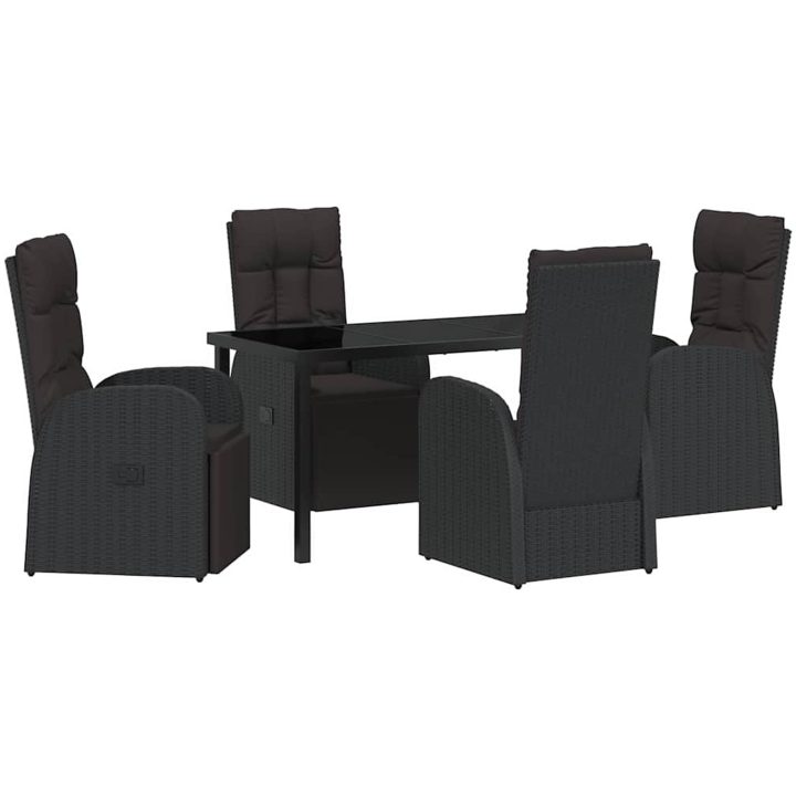 Reclining Trädgårdsstolar 5 pcs Svart vidaXL 140 x 70 x 73 cm – bild 2