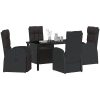 Reclining Trädgårdsstolar 5 pcs Svart vidaXL 140 x 70 x 73 cm – miniatyr 3
