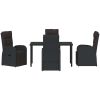 Reclining Trädgårdsstolar 5 pcs Svart vidaXL 140 x 70 x 73 cm – miniatyr 6
