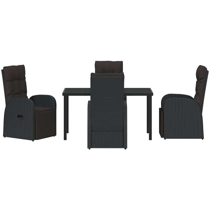 Reclining Trädgårdsstolar 5 pcs Svart vidaXL 140 x 70 x 73 cm – bild 6