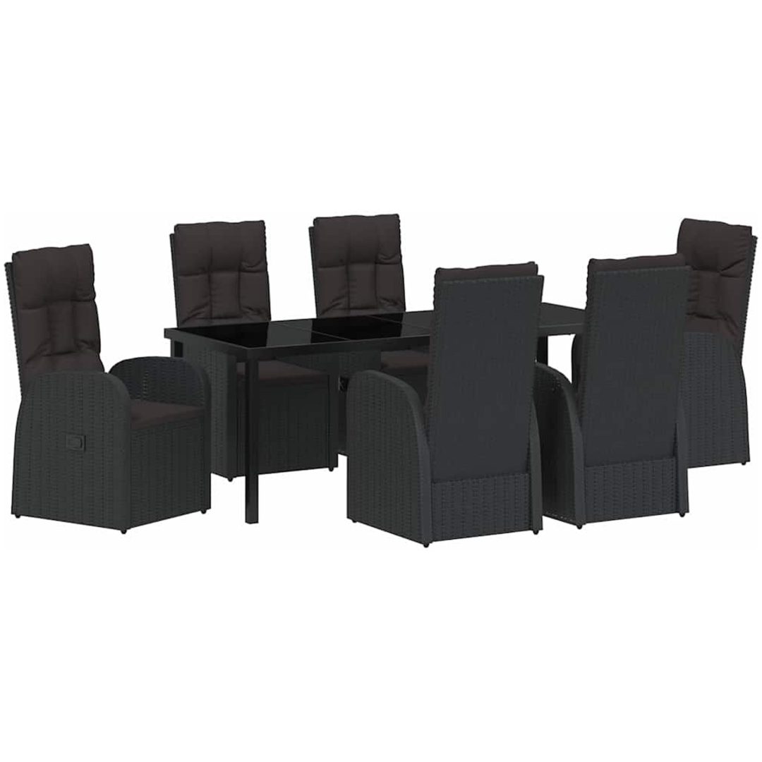 Reclining Trädgårdsstolar 7 pcs Svart vidaXL 200 x 80 x 73 cm – bild 2