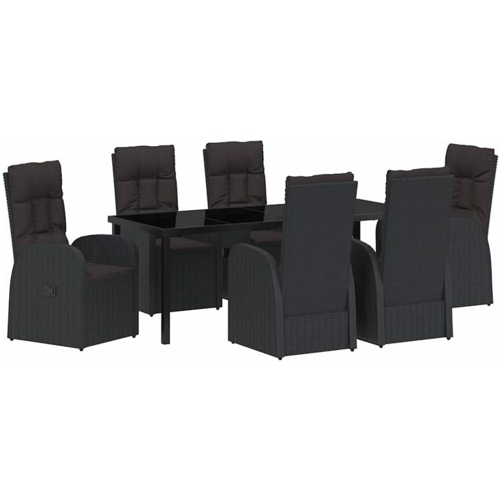Reclining Trädgårdsstolar 7 pcs Svart vidaXL 200 x 80 x 73 cm – bild 2