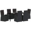 Reclining Trädgårdsstolar 7 pcs Svart vidaXL 200 x 80 x 73 cm – miniatyr 3