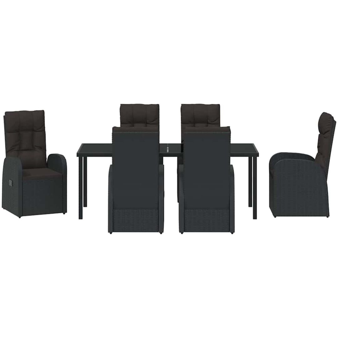 Reclining Trädgårdsstolar 7 pcs Svart vidaXL 200 x 80 x 73 cm – bild 6