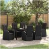 Reclining Trädgårdsstolar 7 pcs Svart vidaXL 200 x 80 x 73 cm – miniatyr 1