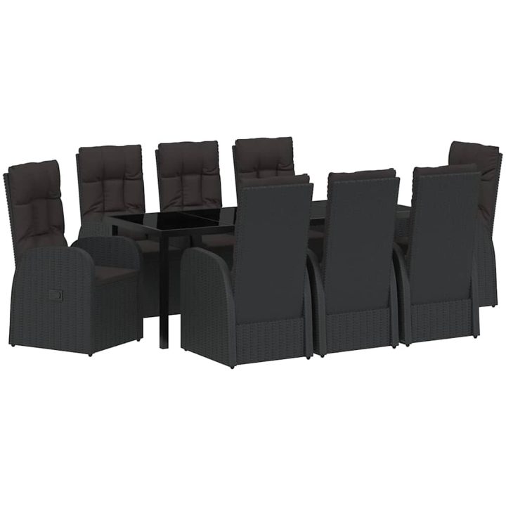 Reclining Trädgårdsstolar 9 pcs Svart vidaXL 200 x 80 x 73 cm – bild 2
