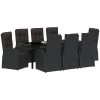 Reclining Trädgårdsstolar 9 pcs Svart vidaXL 200 x 80 x 73 cm – miniatyr 3