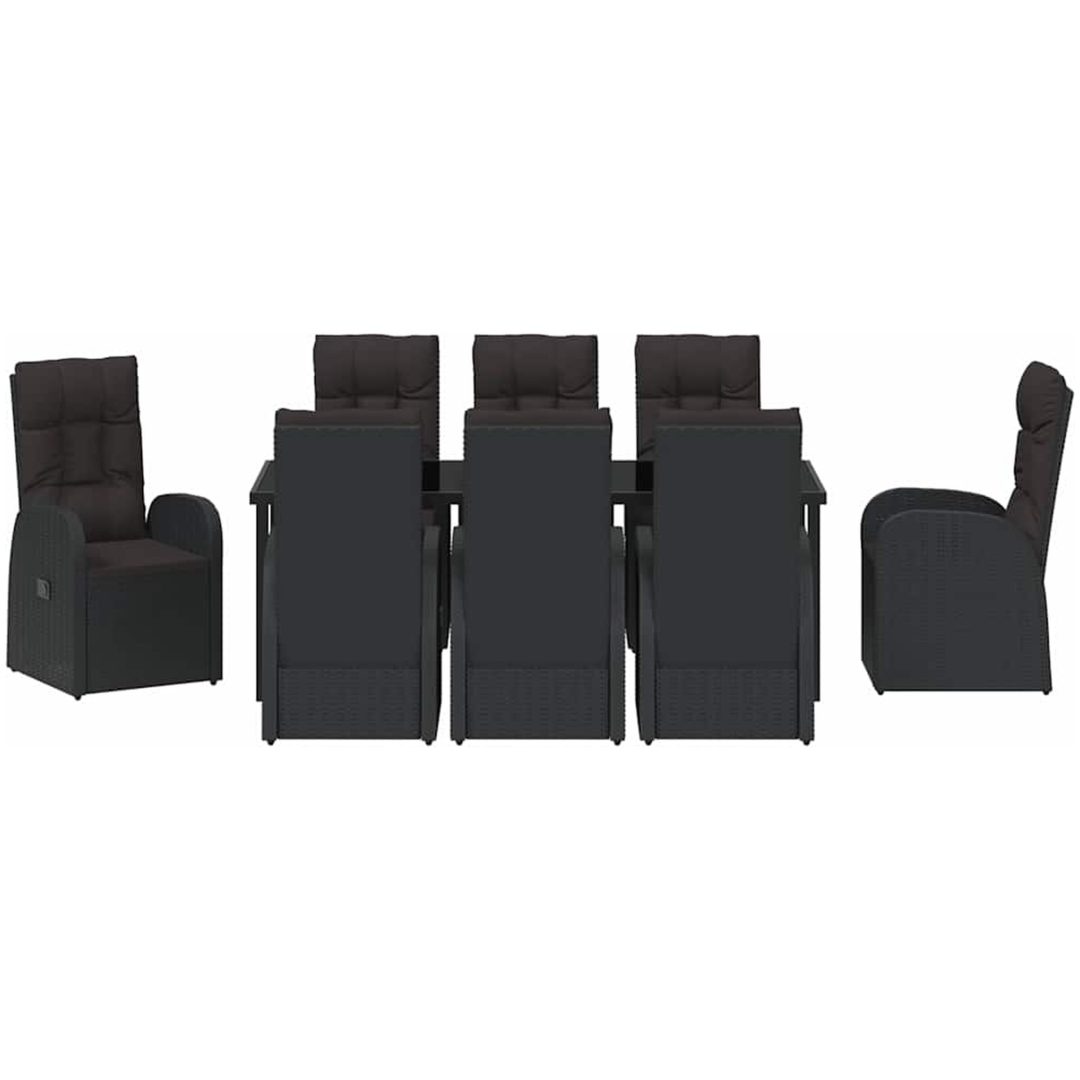 Reclining Trädgårdsstolar 9 pcs Svart vidaXL 200 x 80 x 73 cm – bild 6