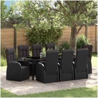 Reclining Trädgårdsstolar 9 pcs Svart vidaXL
