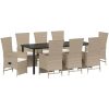 Reclining Trädgårdstolar Set med kudde Reclining 9 pcs Beige Gräddvit vidaXL 200 x 80 x 73 cm – miniatyr 2