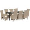 Reclining Trädgårdstolar Set med kudde Reclining 9 pcs Beige Gräddvit vidaXL 200 x 80 x 73 cm – miniatyr 3