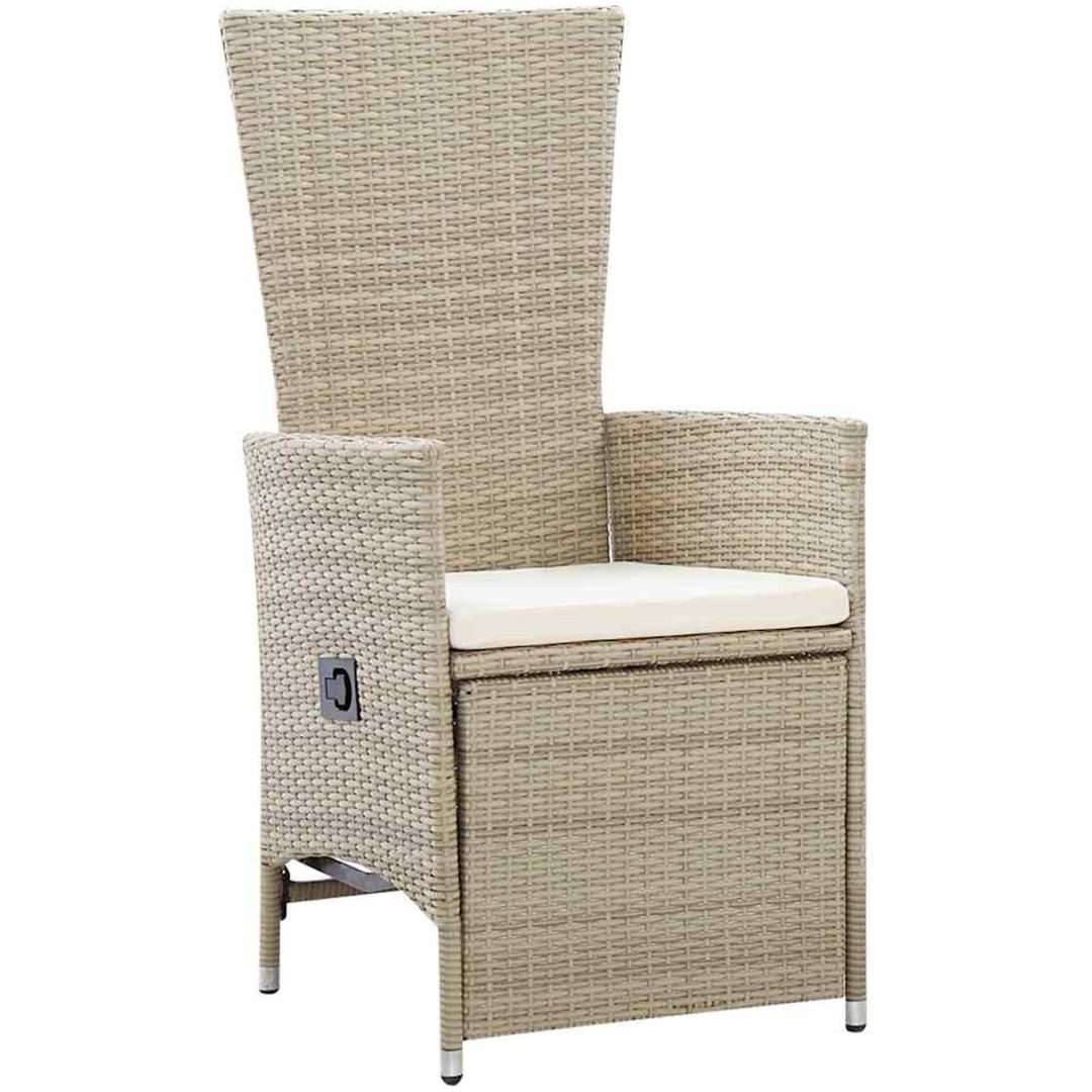 Reclining Trädgårdstolar Set med kudde Reclining 9 pcs Beige Gräddvit vidaXL 200 x 80 x 73 cm – bild 6