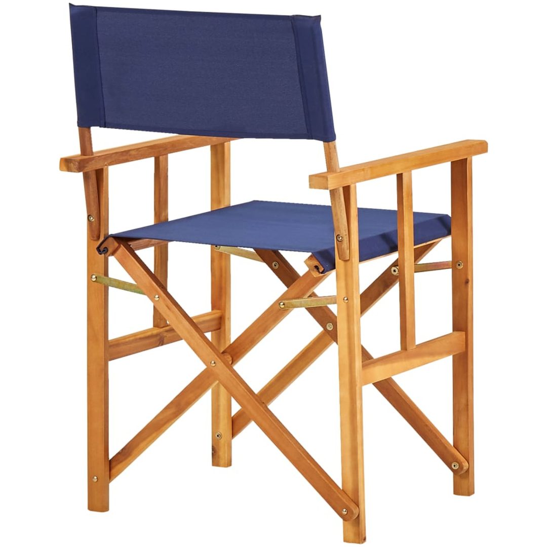 Regissörsstol massivt akaciaträ blå vidaXL – bild 4
