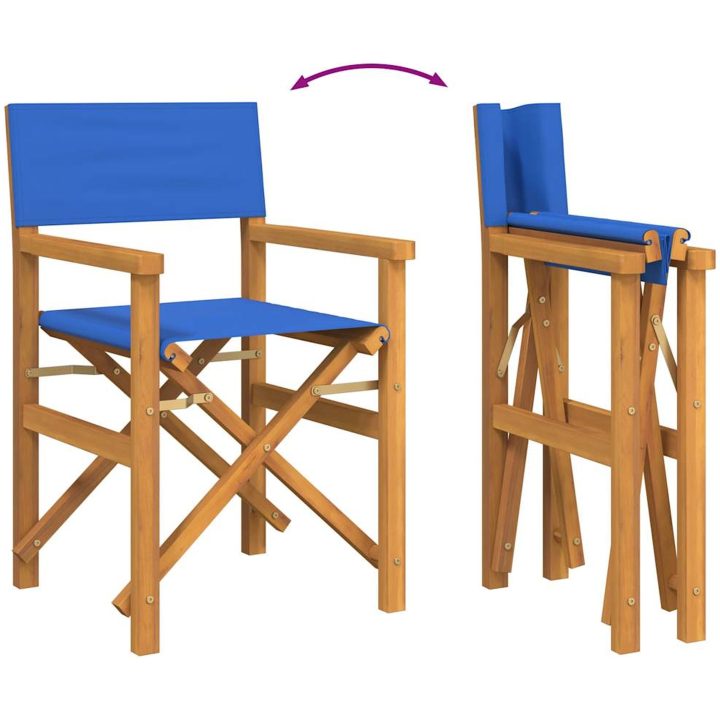 Regissörsstolar 2 st blå massiv teak vidaXL – bild 7