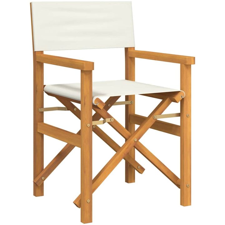Regissörsstolar 2 st gräddvit massiv teak vidaXL – bild 3